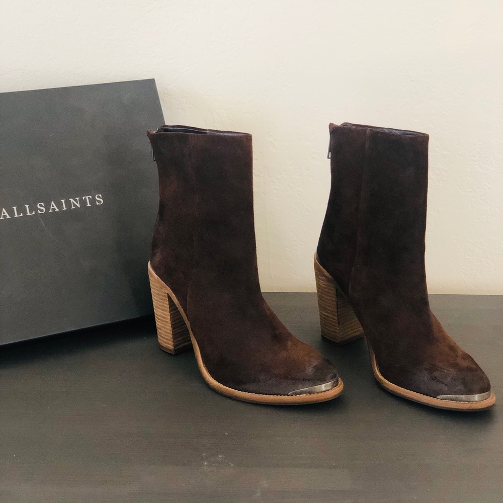 Allsaints suede high hessian boots 8.5